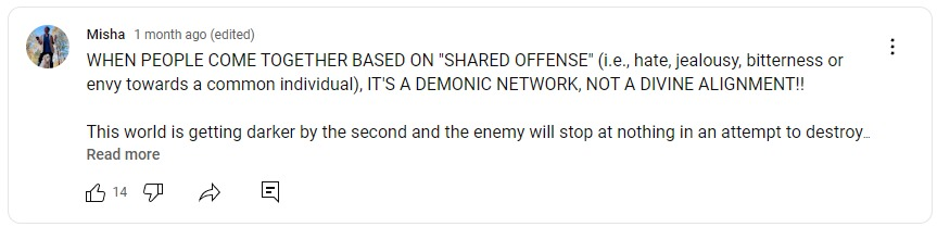 Shared offense is not divine alignment. it's demonic.