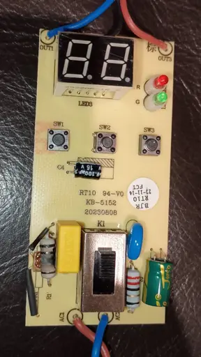 Front side of a soldered circuit board